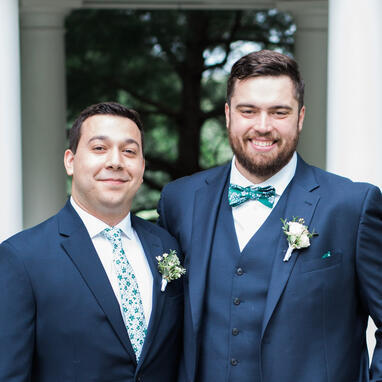 Dan (left) and Kyle (right) at Kyle's wedding.
